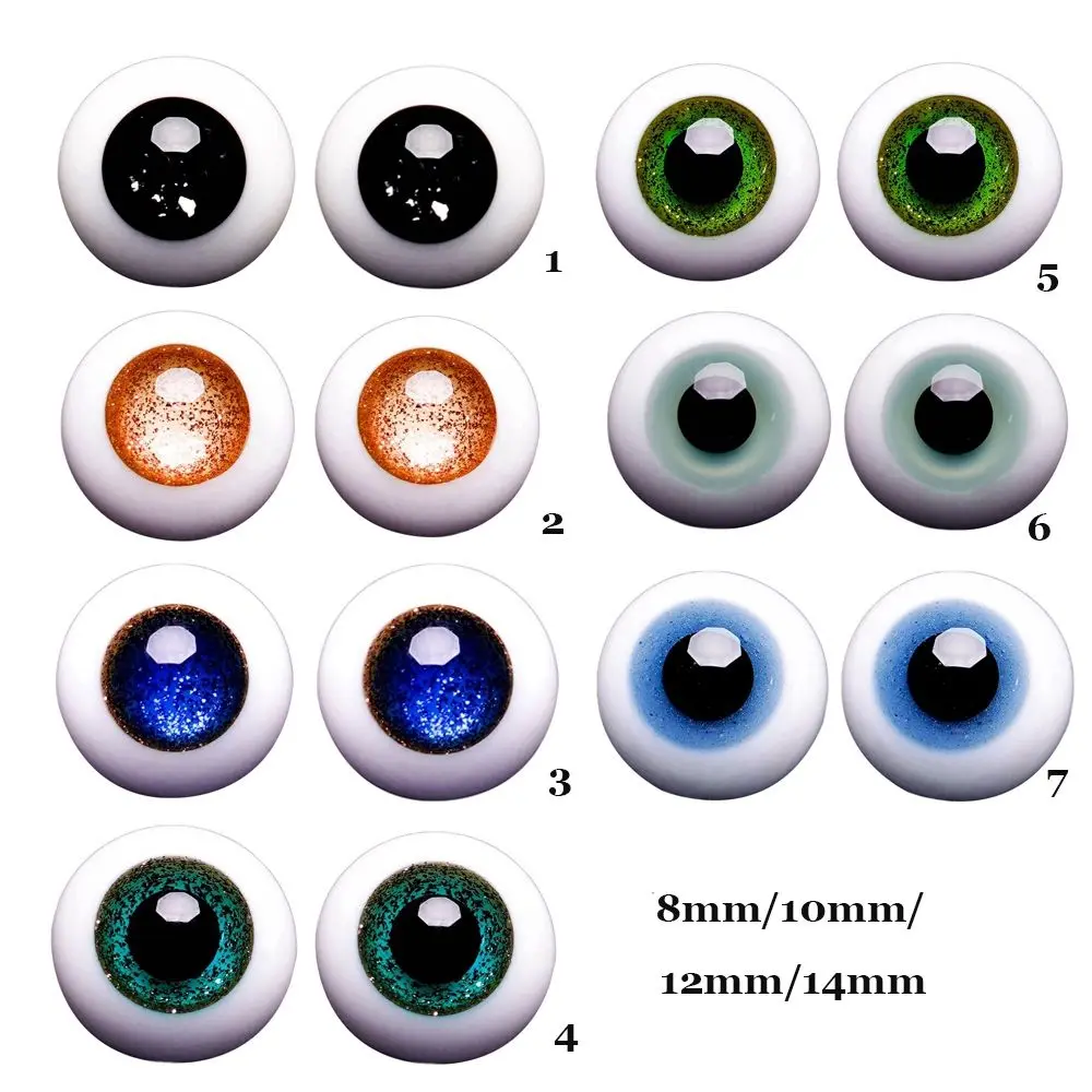 1pair 8mm 10mm 12mm 14mm Blue Black Glass Eyes Eyeball For BJD Doll DIY Doll Making Crafts Accessories Safety Animal Toy