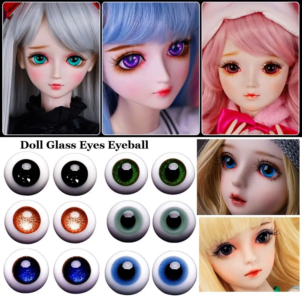 1pair 8mm 10mm 12mm 14mm Blue Black Glass Eyes Eyeball For BJD Doll DIY Doll Making Crafts Accessories Safety Animal Toy