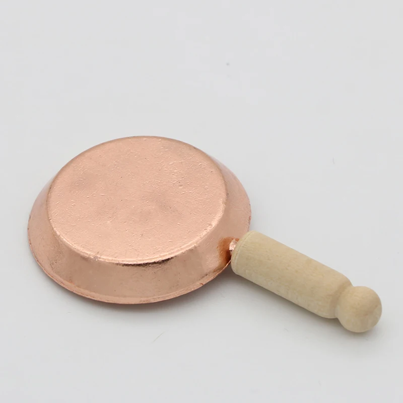 1:12 Scale Dollhouse Miniature Rose Gold Color Frying Pan Cooking Pot Kettle Cookware Kitchen Cooking Kit Dolls Accessories