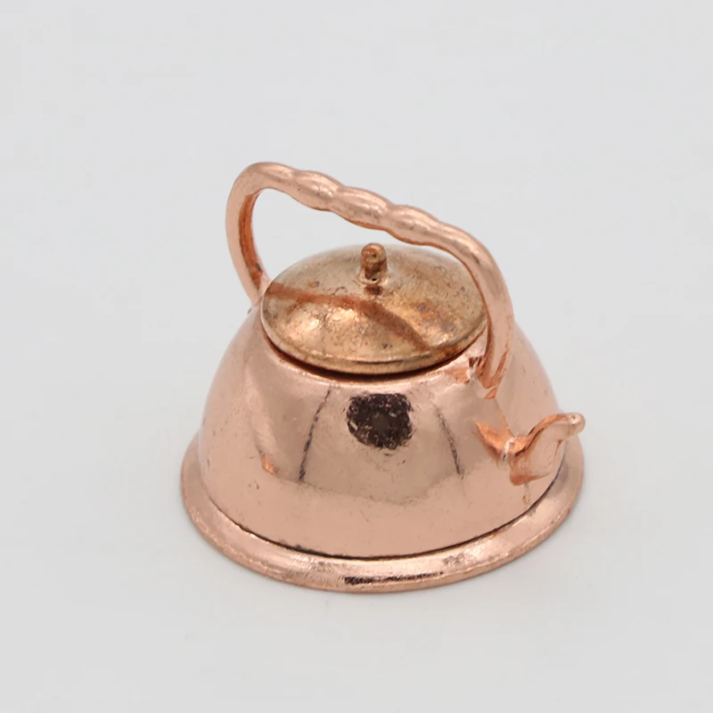 1:12 Scale Dollhouse Miniature Rose Gold Color Frying Pan Cooking Pot Kettle Cookware Kitchen Cooking Kit Dolls Accessories