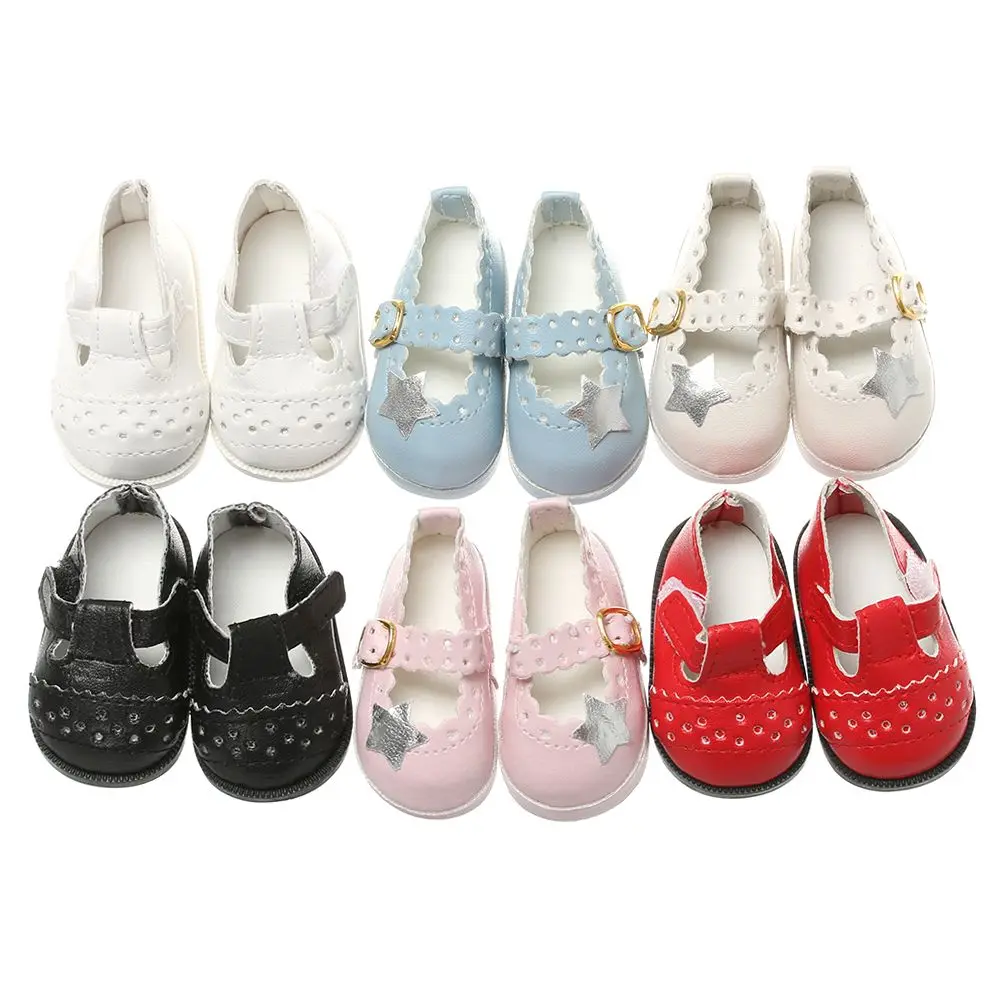 6.5cm Doll Shoes PU Leather Mini Shoes Suit For 16 Inches Doll Clothing Toys Baby Gifts Doll Accessories DIY Cool Girl`s Toy