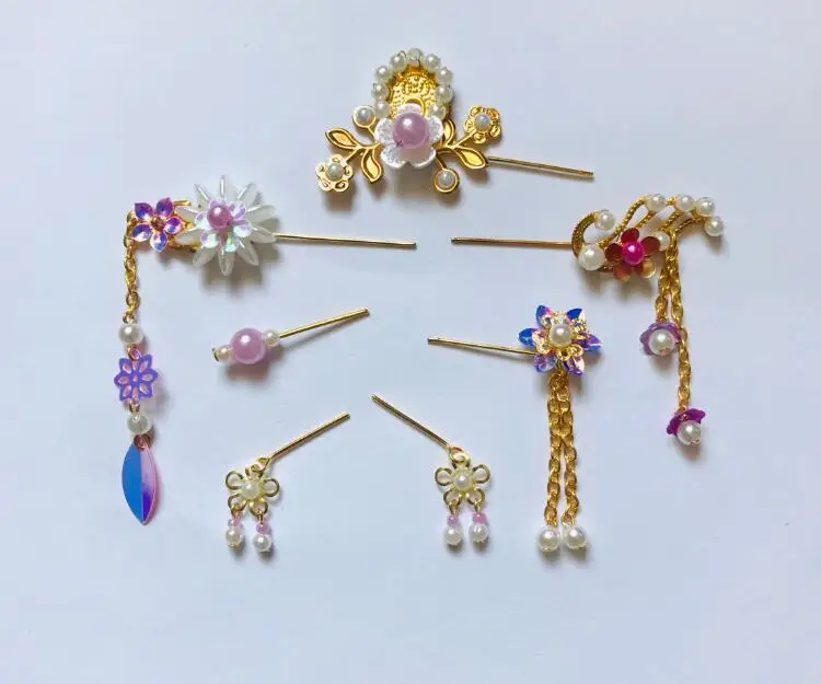 30CM Costume Dolls Headwear 7PCS/Set 1/6 BJD Plastic+Metal Chinese Costume Doll Toys Headdress Hairpin Headwear AccessoriesZH183