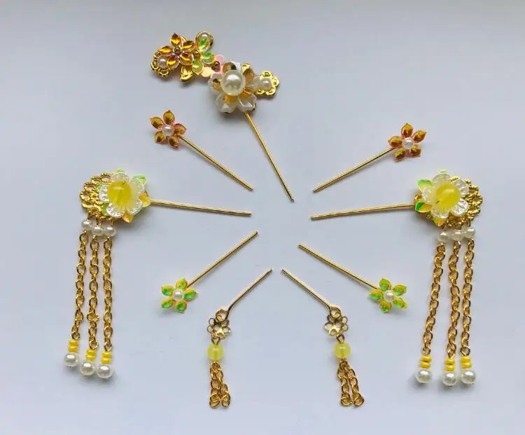 30CM Costume Dolls Headwear 7PCS/Set 1/6 BJD Plastic+Metal Chinese Costume Doll Toys Headdress Hairpin Headwear AccessoriesZH183