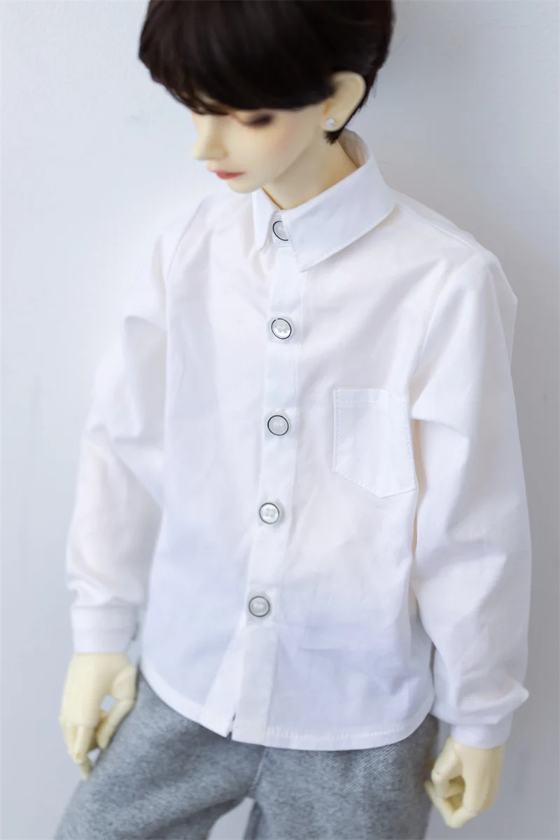 BJD Doll Clothes T-shirt Boys Handsome Stand Collar Top White Black Classic Color All-match 1/3 SD13 SD17 Gift Doll Accessories