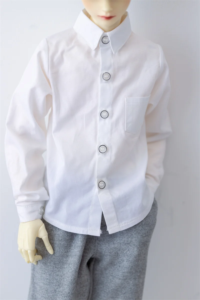 BJD Doll Clothes T-shirt Boys Handsome Stand Collar Top White Black Classic Color All-match 1/3 SD13 SD17 Gift Doll Accessories