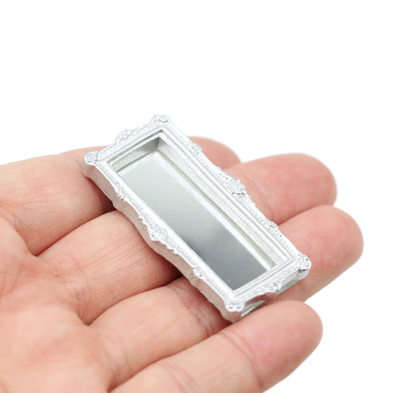 1Pcs 1:12 Dollhouse Miniature Mirror Vintage Square Carved Mirror Furniture Model Decor Toy Doll House Accessories