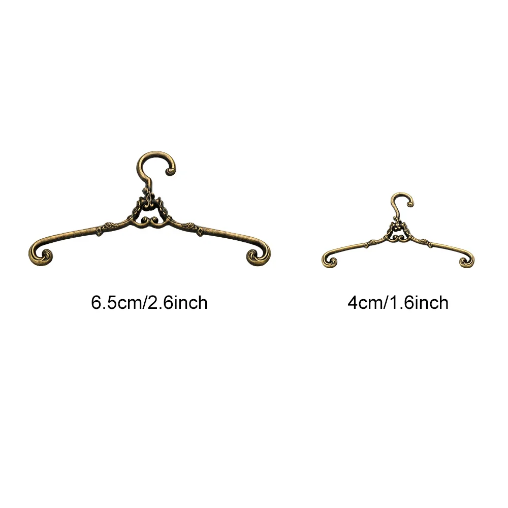 5Pcs Retro Doll Hangers Metal Mini Hangers For Ob11 Doll Clothes Dress Pants Accessories Dollhouse Furniture Bedroom Decor