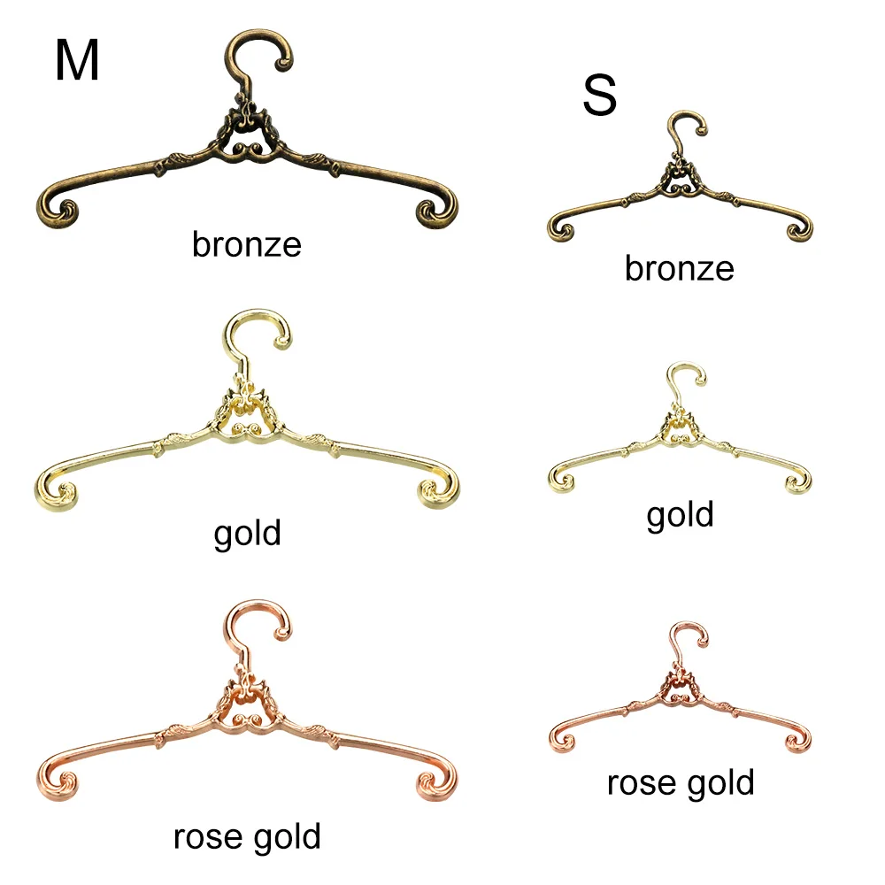 5Pcs Retro Doll Hangers Metal Mini Hangers For Ob11 Doll Clothes Dress Pants Accessories Dollhouse Furniture Bedroom Decor