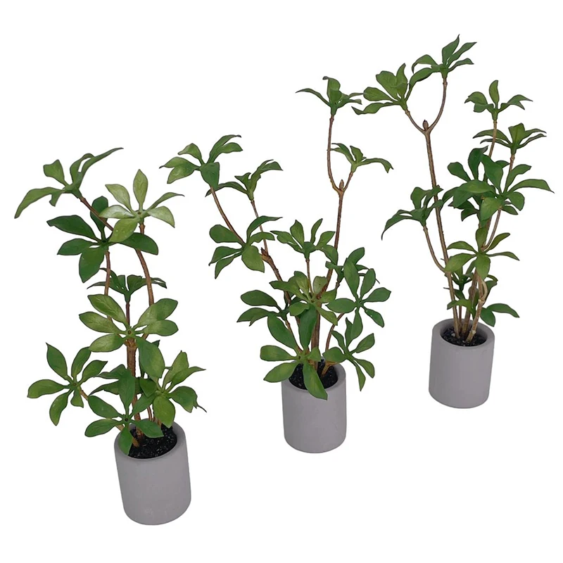 1 Pc Miniature Potted Plant Green Leafed Plant Pot Bonsai Home Garden Decor Toy Doll House Accessories