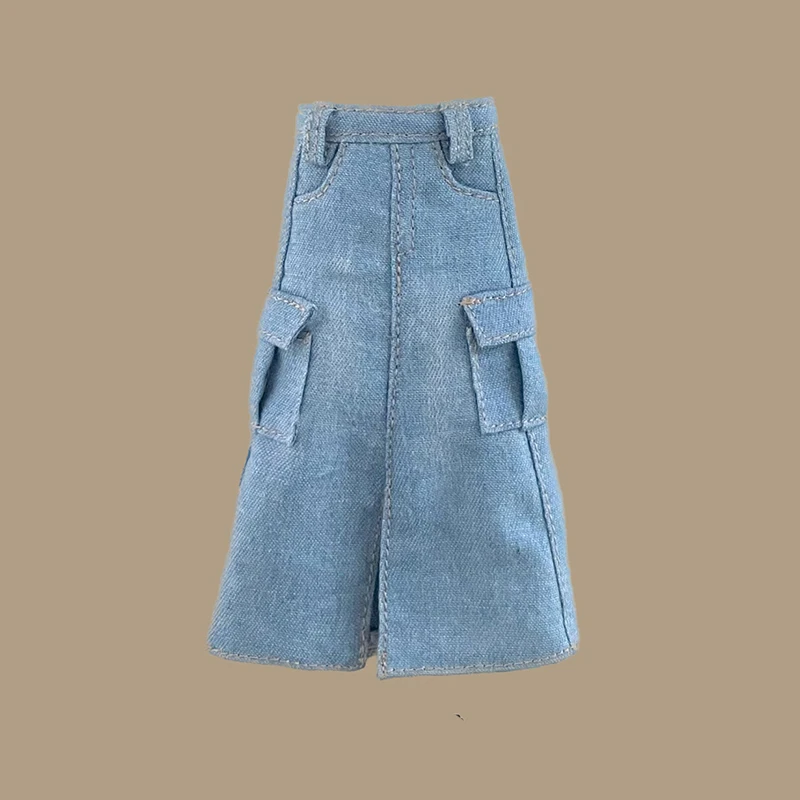 New Handmade Blythe Doll Clothes Off Shoulder Sweater Knit Tops and Split Denim Long Skirt Mini Dress for Blyth OB24 1/6 Dolls