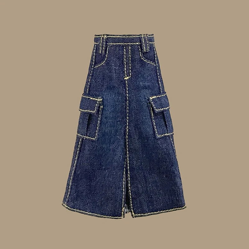 New Handmade Blythe Doll Clothes Off Shoulder Sweater Knit Tops and Split Denim Long Skirt Mini Dress for Blyth OB24 1/6 Dolls