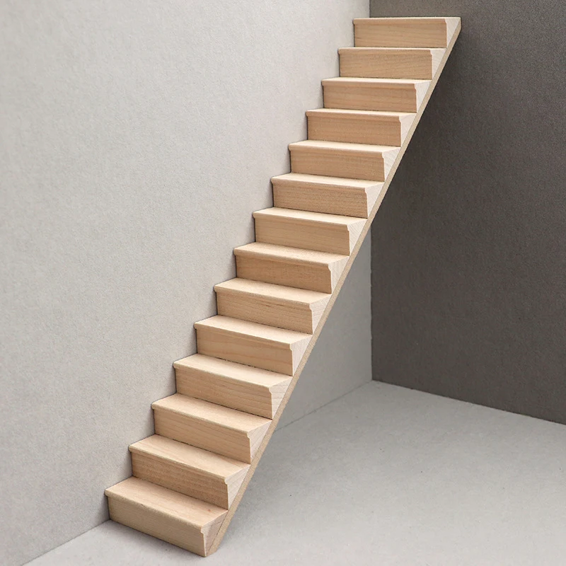 1:12 Dollhouse Wooden Miniature Staircase Mini No Handrail Stairs Furniture Model Decor Toy Doll House Accessories
