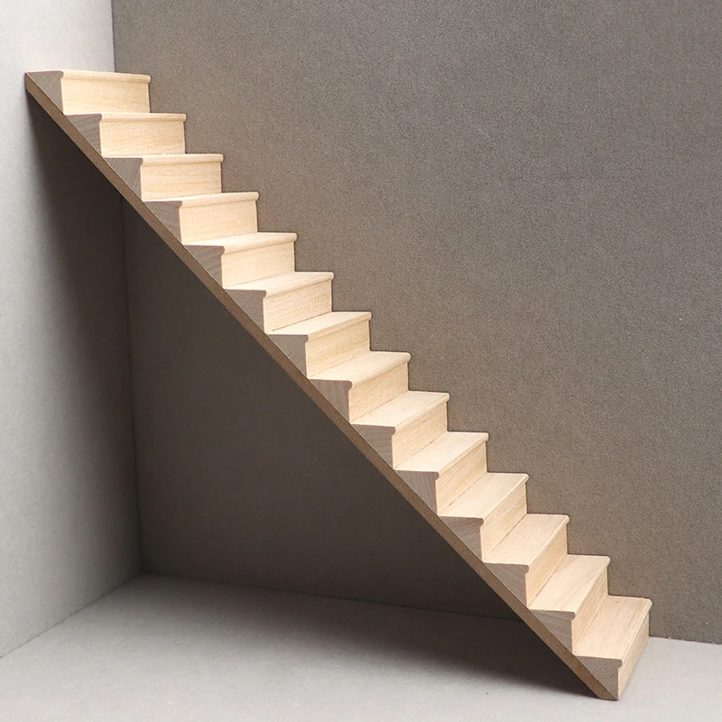 1:12 Dollhouse Wooden Miniature Staircase Mini No Handrail Stairs Furniture Model Decor Toy Doll House Accessories