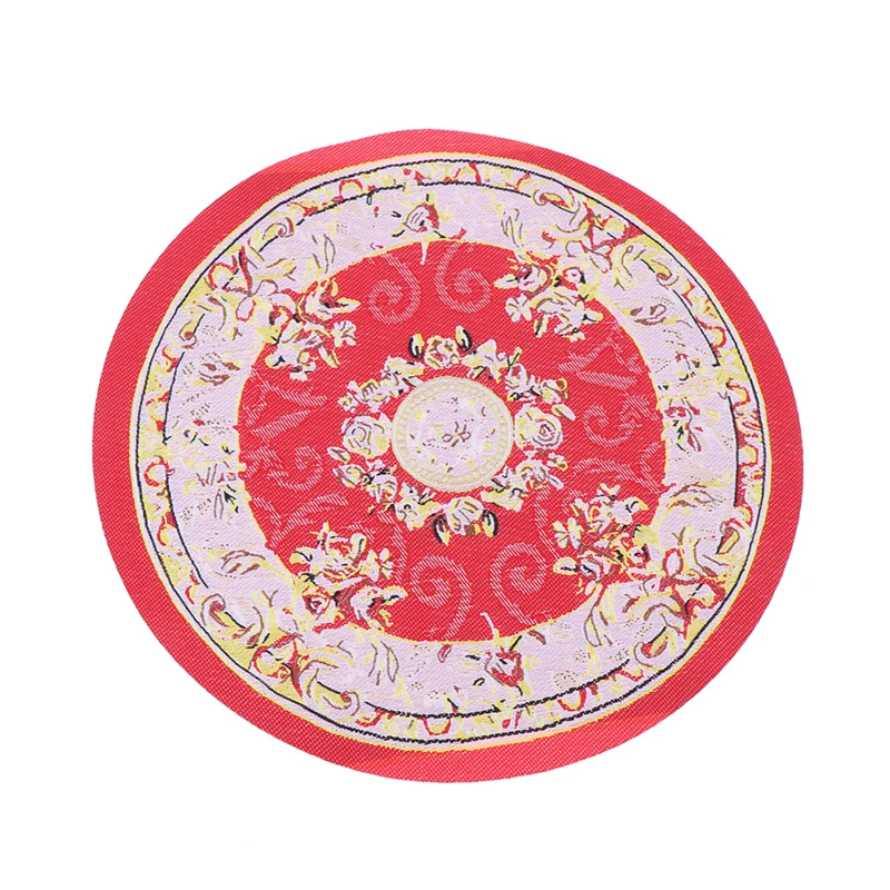 1:12 Dollhouse Miniature Round Floor Rug Cover Oval Carpet Floor Mat Model Bedroom Living Room Decor Toy Doll House Accessories
