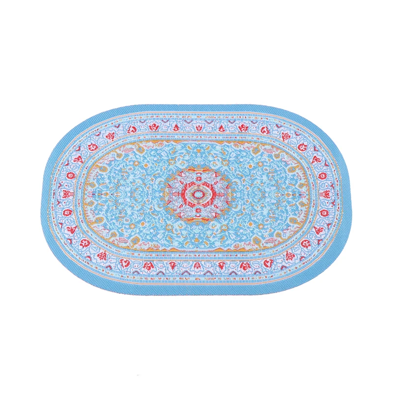 1:12 Dollhouse Miniature Round Floor Rug Cover Oval Carpet Floor Mat Model Bedroom Living Room Decor Toy Doll House Accessories
