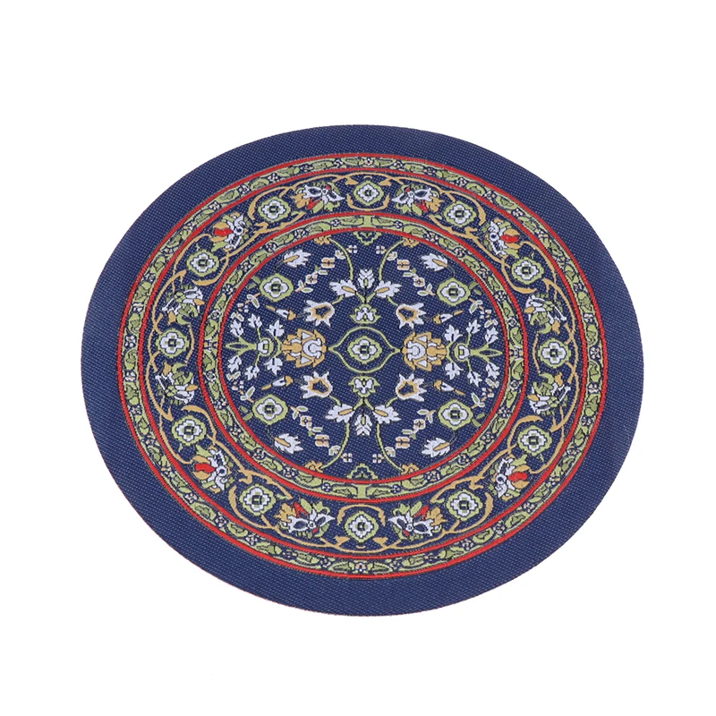 1:12 Dollhouse Miniature Round Floor Rug Cover Oval Carpet Floor Mat Model Bedroom Living Room Decor Toy Doll House Accessories
