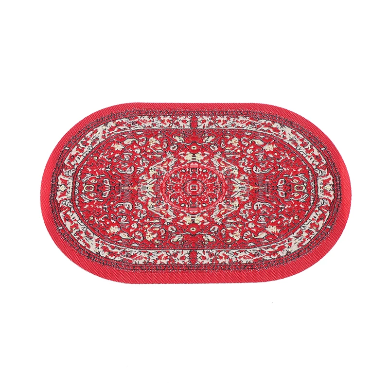 1:12 Dollhouse Miniature Round Floor Rug Cover Oval Carpet Floor Mat Model Bedroom Living Room Decor Toy Doll House Accessories