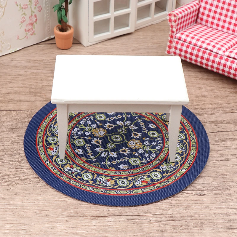 1:12 Dollhouse Miniature Round Floor Rug Cover Oval Carpet Floor Mat Model Bedroom Living Room Decor Toy Doll House Accessories