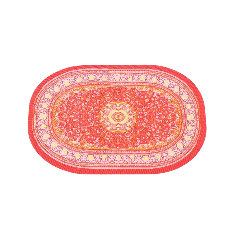 1:12 Dollhouse Miniature Round Floor Rug Cover Oval Carpet Floor Mat Model Bedroom Living Room Decor Toy Doll House Accessories