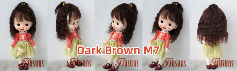 Full size BJD Hair JD745 High ponytail shawl micro-curly mohair Doll wig 1/8 1/6 1/4 1/3 YOSD MSD SD DOD Blythes Qbaby Accessies