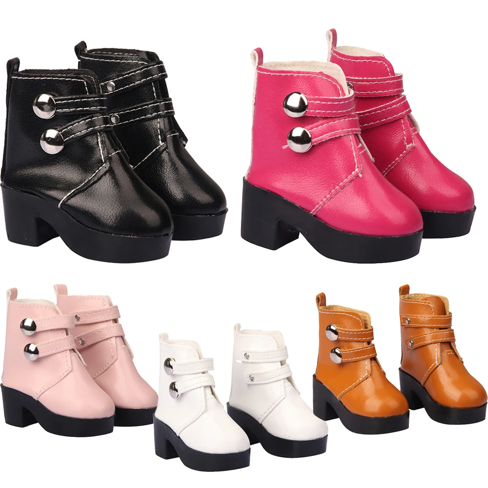 Toy Accessories 7cm Doll Shoes toys Fashion Double Breasted Leather Boots Rubber Girl Doll Shoes Accessory for Kids
