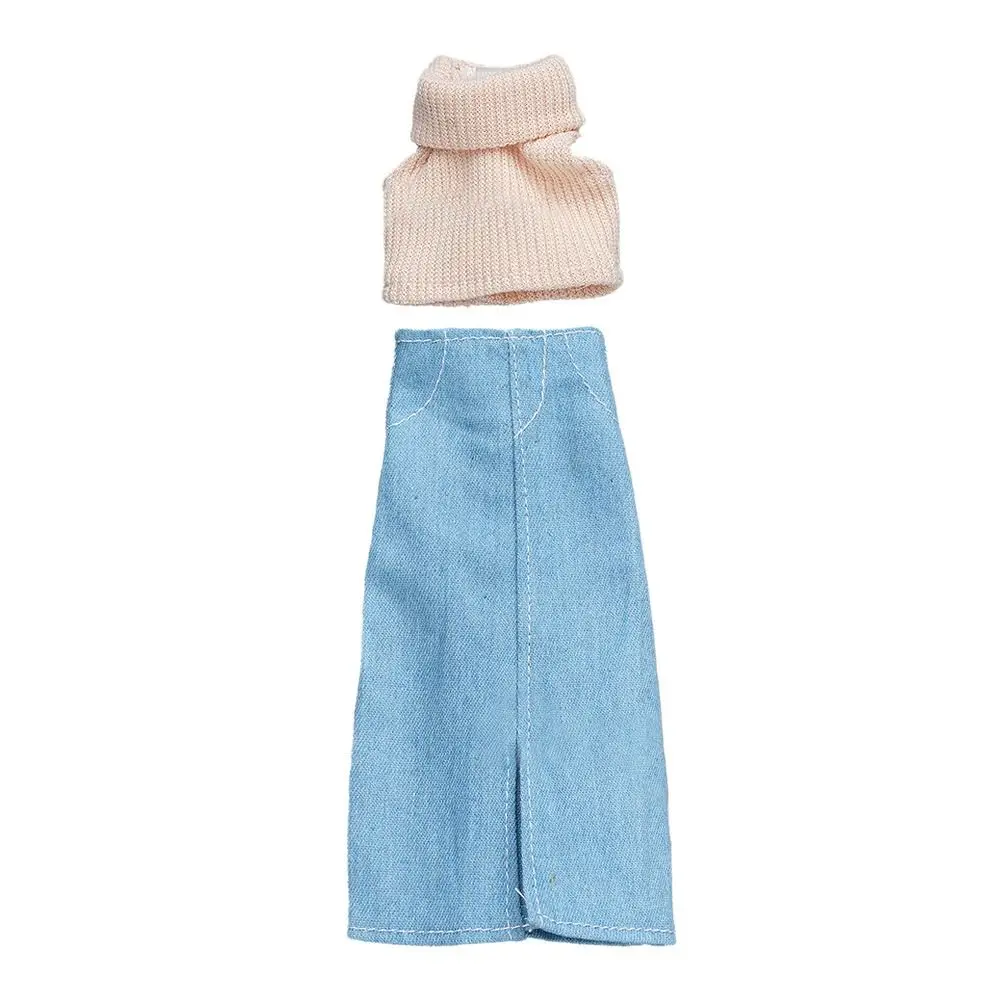 30CM Doll Clothes Suit Fashion Tops Sweater High Waisted Jean Pants Vest Skirt Set For 1/6Bjd Dolls Accessories Kids Toys