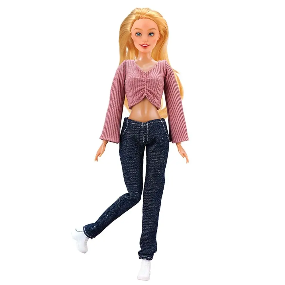 30CM Doll Clothes Suit Fashion Tops Sweater High Waisted Jean Pants Vest Skirt Set For 1/6Bjd Dolls Accessories Kids Toys