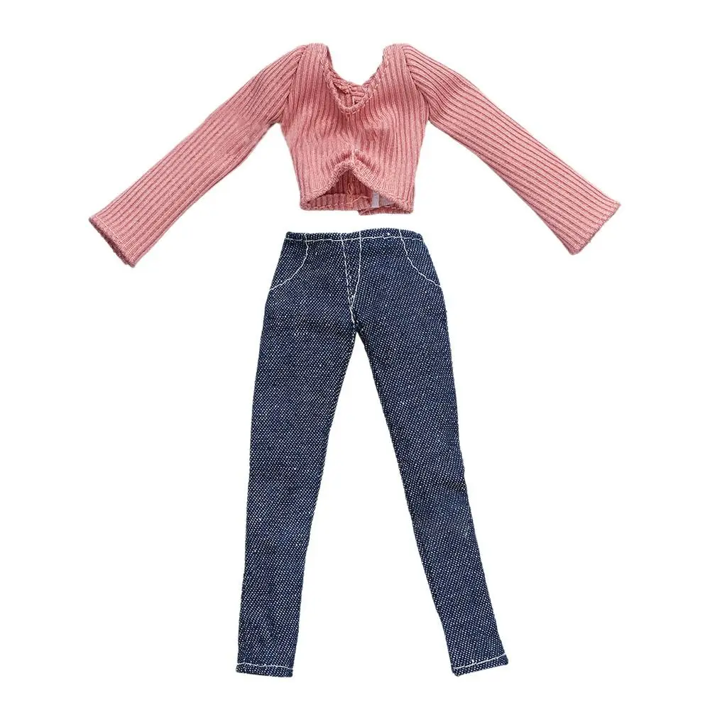 30CM Doll Clothes Suit Fashion Tops Sweater High Waisted Jean Pants Vest Skirt Set For 1/6Bjd Dolls Accessories Kids Toys