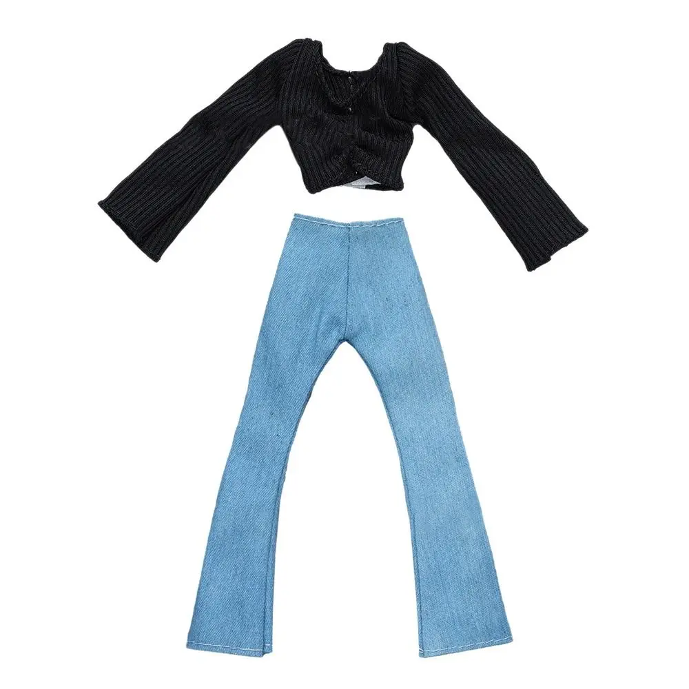 30CM Doll Clothes Suit Fashion Tops Sweater High Waisted Jean Pants Vest Skirt Set For 1/6Bjd Dolls Accessories Kids Toys