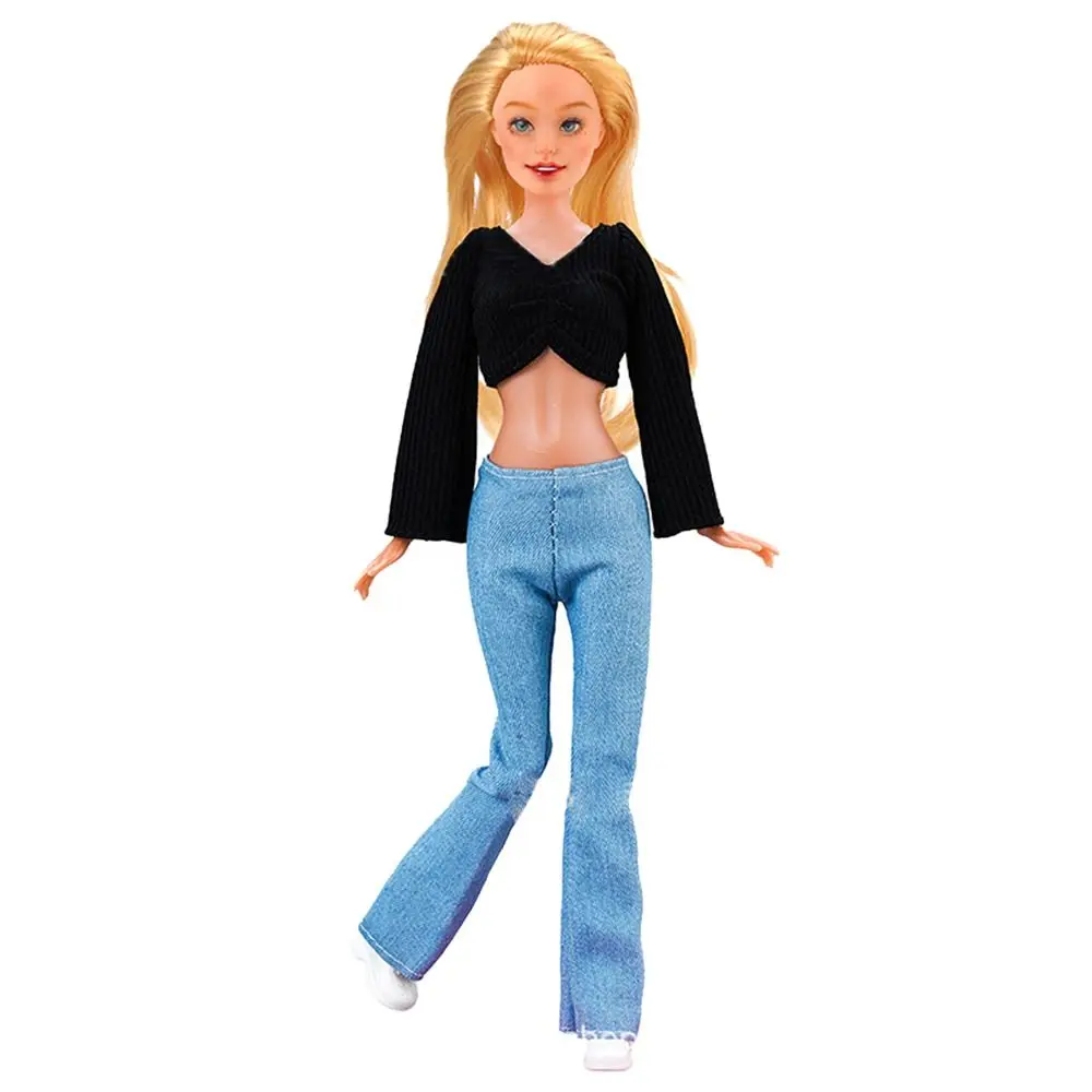 30CM Doll Clothes Suit Fashion Tops Sweater High Waisted Jean Pants Vest Skirt Set For 1/6Bjd Dolls Accessories Kids Toys