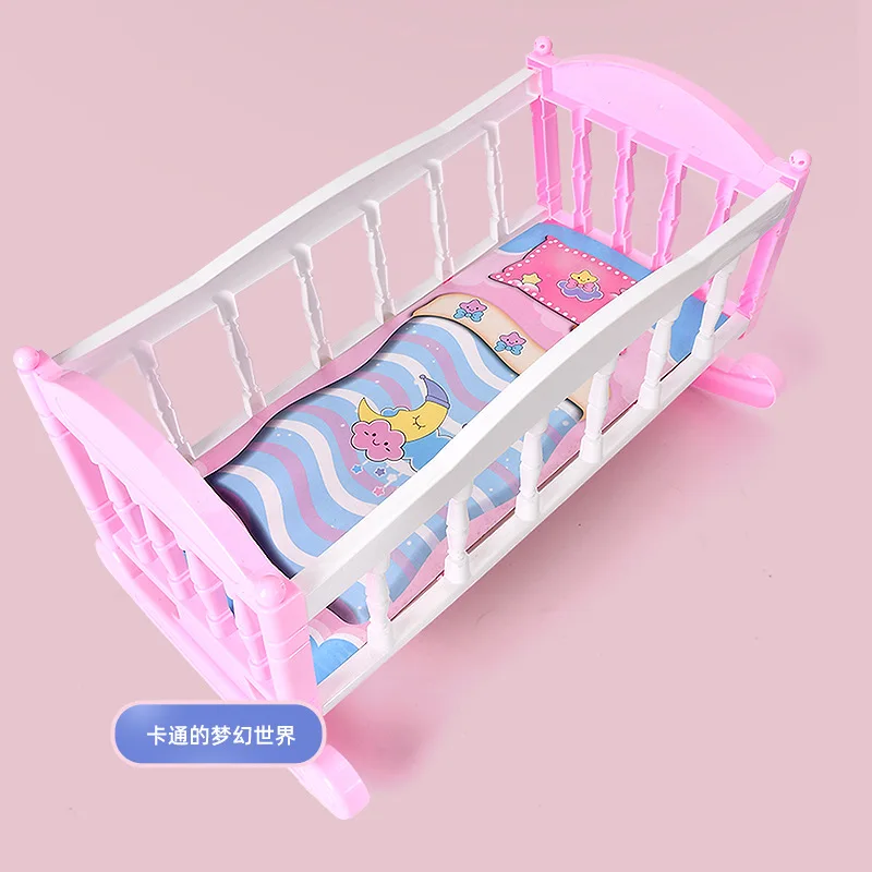 Doll Bed Cradle for 8-10 Inches Dolls Cute Dollhouse Accessories Miniature for 20-3ocm Doll Gift for Doll