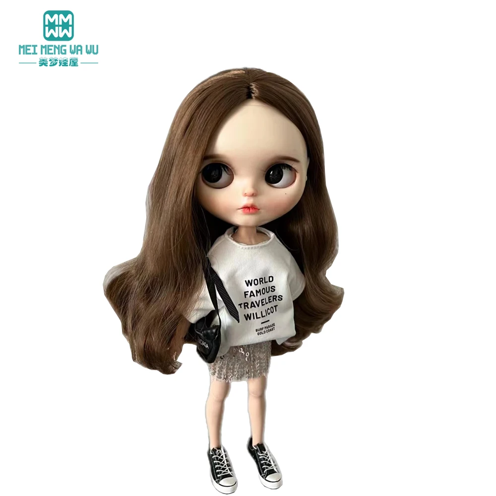 Blyth Doll Clothes Azon OB22 OB24 Fashion Striped T-shirt, Jeans, Sequin Skirt Toys Gift