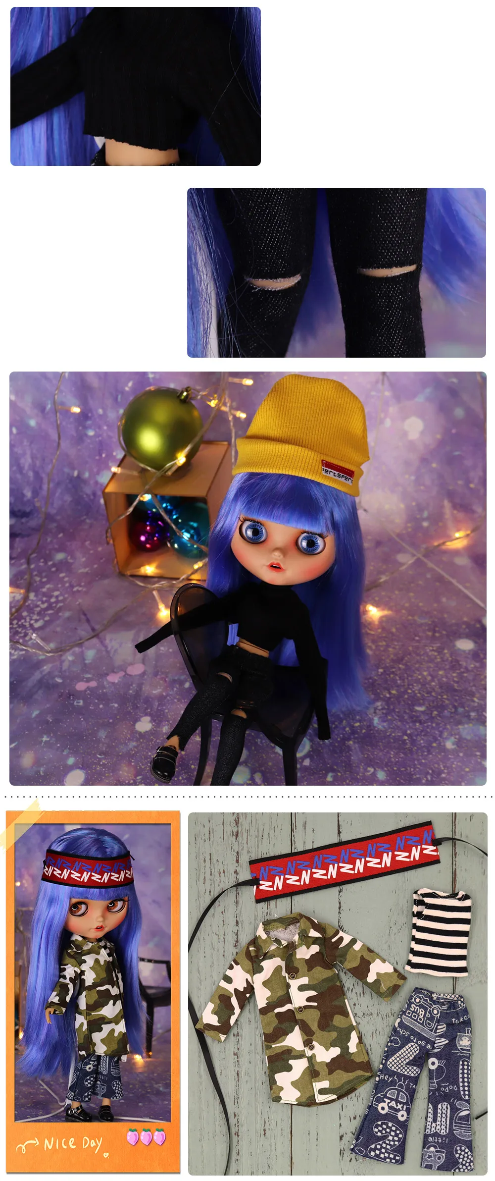 Outfits For ICY DBS Blyth Doll Fashion Clothes Cool Dress Black Sport Suit 1/6 BJD Azone S OB24