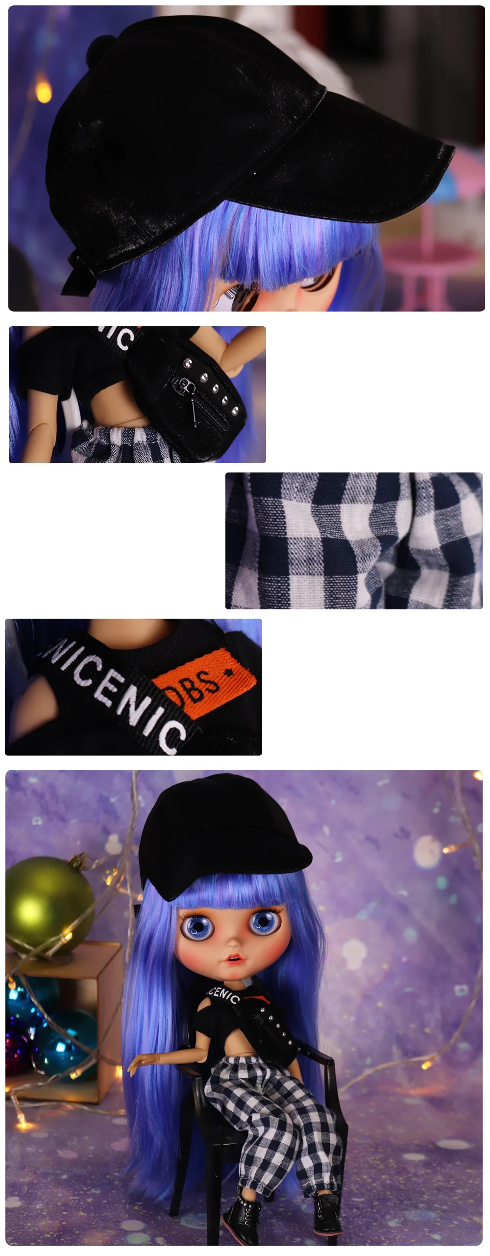 Outfits For ICY DBS Blyth Doll Fashion Clothes Cool Dress Black Sport Suit 1/6 BJD Azone S OB24