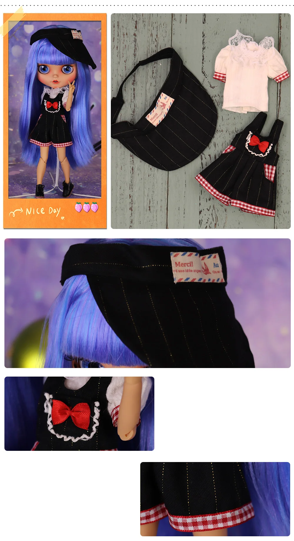 Outfits For ICY DBS Blyth Doll Fashion Clothes Cool Dress Black Sport Suit 1/6 BJD Azone S OB24