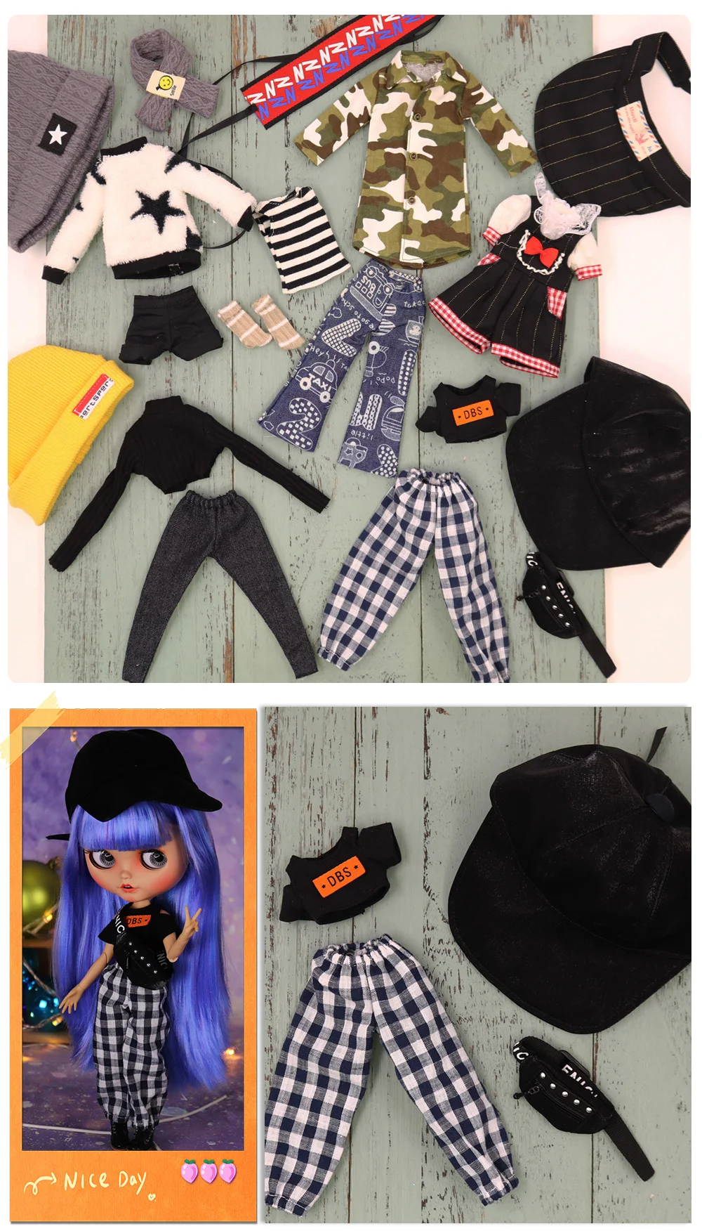 Outfits For ICY DBS Blyth Doll Fashion Clothes Cool Dress Black Sport Suit 1/6 BJD Azone S OB24