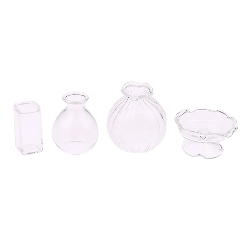 1/6 1/12 Dollhouse Miniature Transparent Glass Vase Dessert Cup Wine Bottle Wishing Bottle Home Decor Toy Doll House Accessories