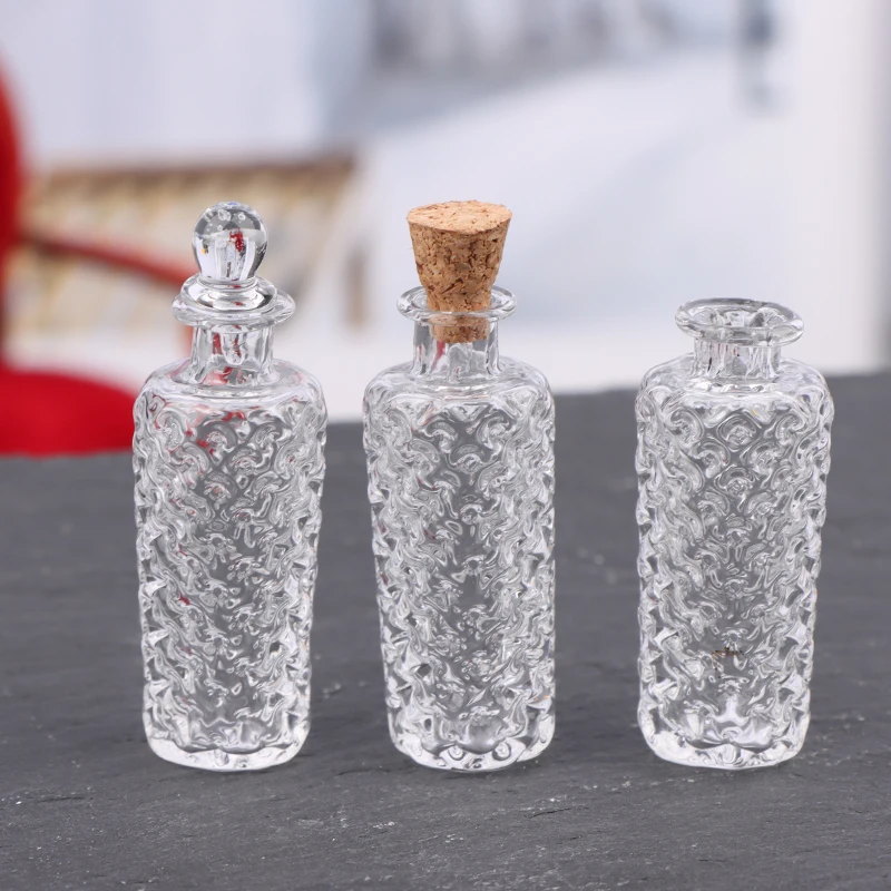 1/6 1/12 Dollhouse Miniature Transparent Glass Vase Dessert Cup Wine Bottle Wishing Bottle Home Decor Toy Doll House Accessories