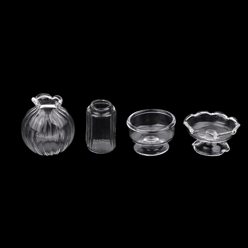 1:12 Dollhouse Miniature Glass Vase Dessert Cup Wine Bottle Wishing Bottle W/Corked Home Decor Toy Doll House Accessories