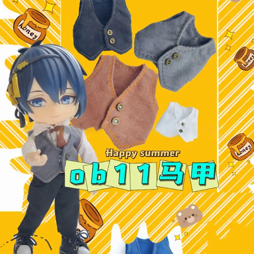 Ob11 Doll Clothes Fashion Tops Gentleman's Vest Boys Girls Casual Wear Shirts Obitsu 11 Dolls Accessories Kids Toys