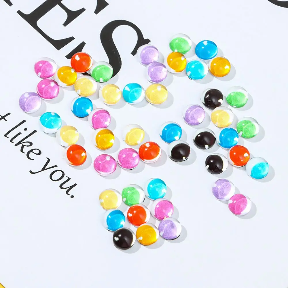 50PCS 6mm 10mm Doll Eyes Cabochon Flat Eyeballs Photo Round Glass Cabochon Diy Flat Back Handmade Jewelry Craft Accessories