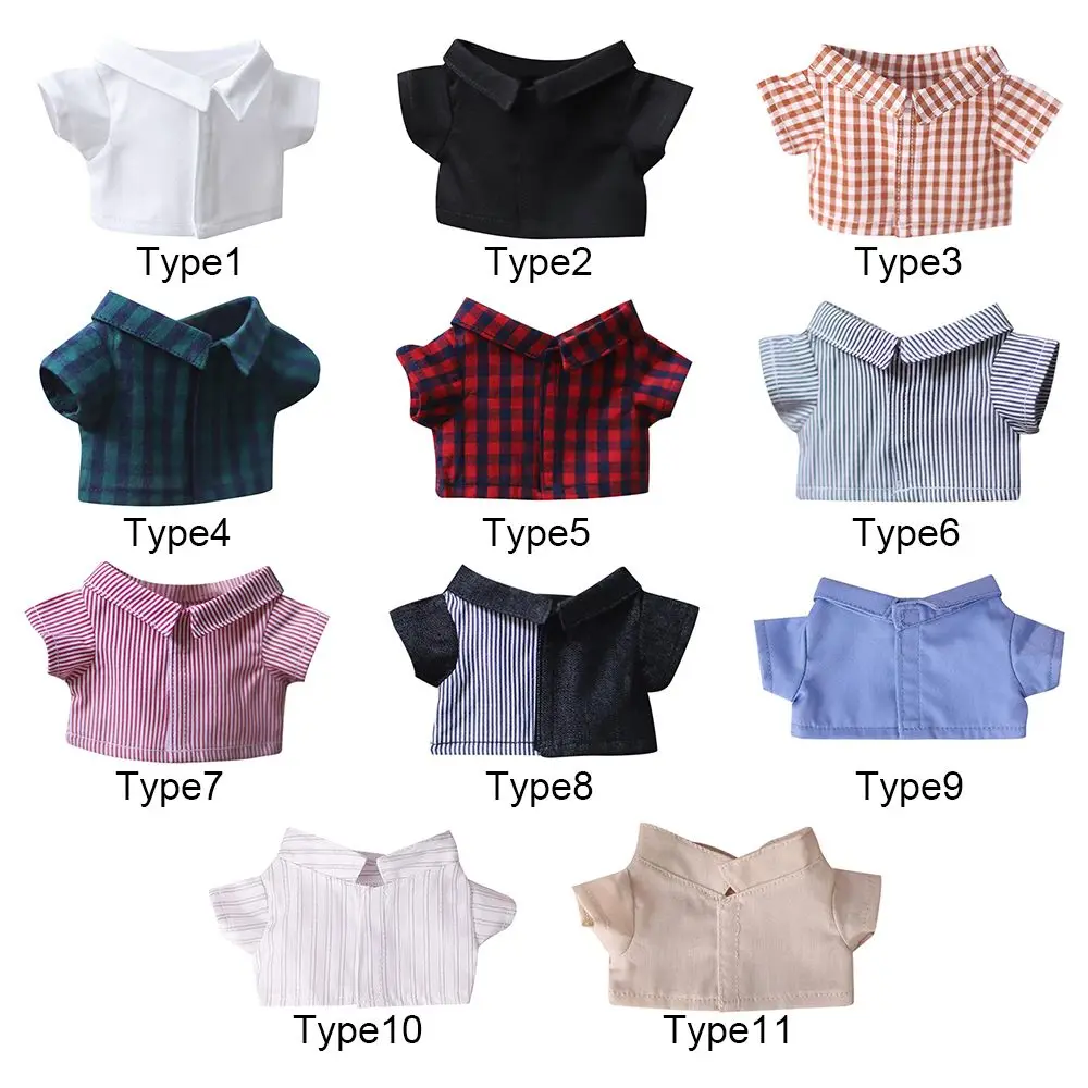 20CM Doll Shirt Stripes Lattice Solid Color Blouse Cotton Stuffed Idol Doll Clothes Dolls Accessories