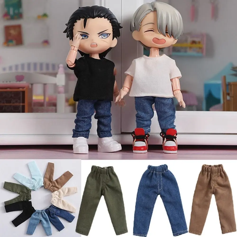Fashion Clothes Trousers For 1/11 OB11 Dolls 1/12 Bjd Doll Clothes Denim Pants DIY Obitsu 11 Doll Clothes Accessories Toys