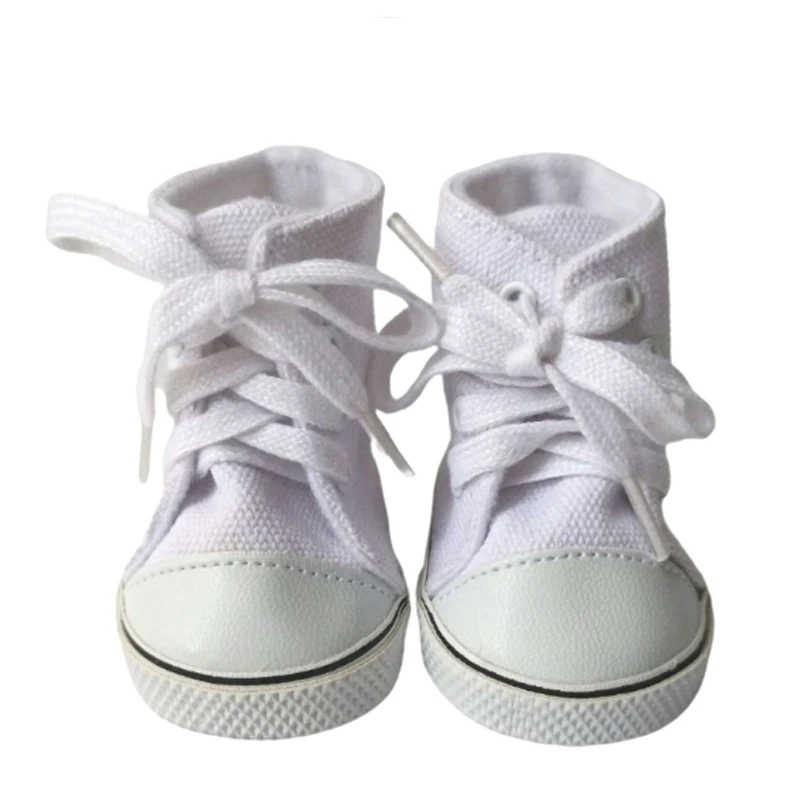7.5CM shoes For 43 cm baby Dolls Shoes white sneackers fits For 18 " Girl Doll casual shoes Toy Boots Doll Accessories