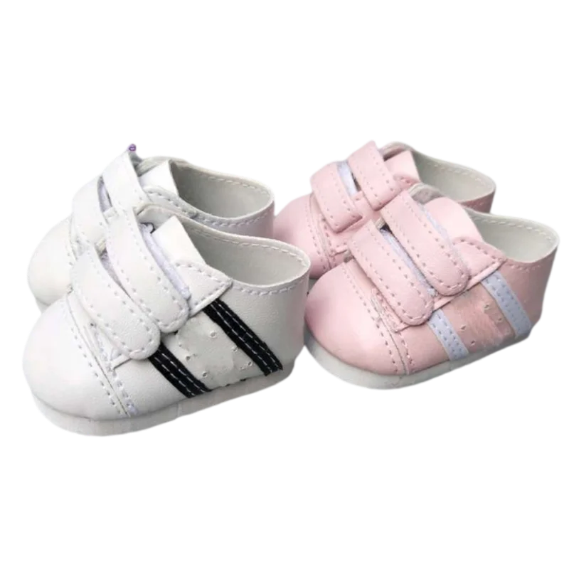 7.5CM shoes For 43 cm baby Dolls Shoes white sneackers fits For 18 " Girl Doll casual shoes Toy Boots Doll Accessories
