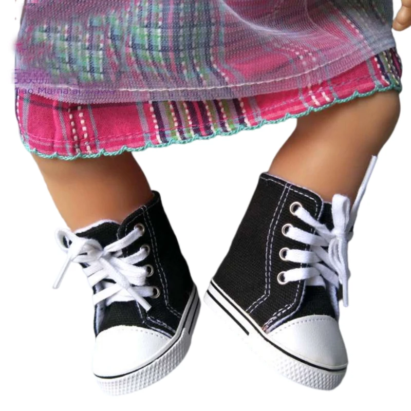 7.5CM shoes For 43 cm baby Dolls Shoes white sneackers fits For 18 " Girl Doll casual shoes Toy Boots Doll Accessories