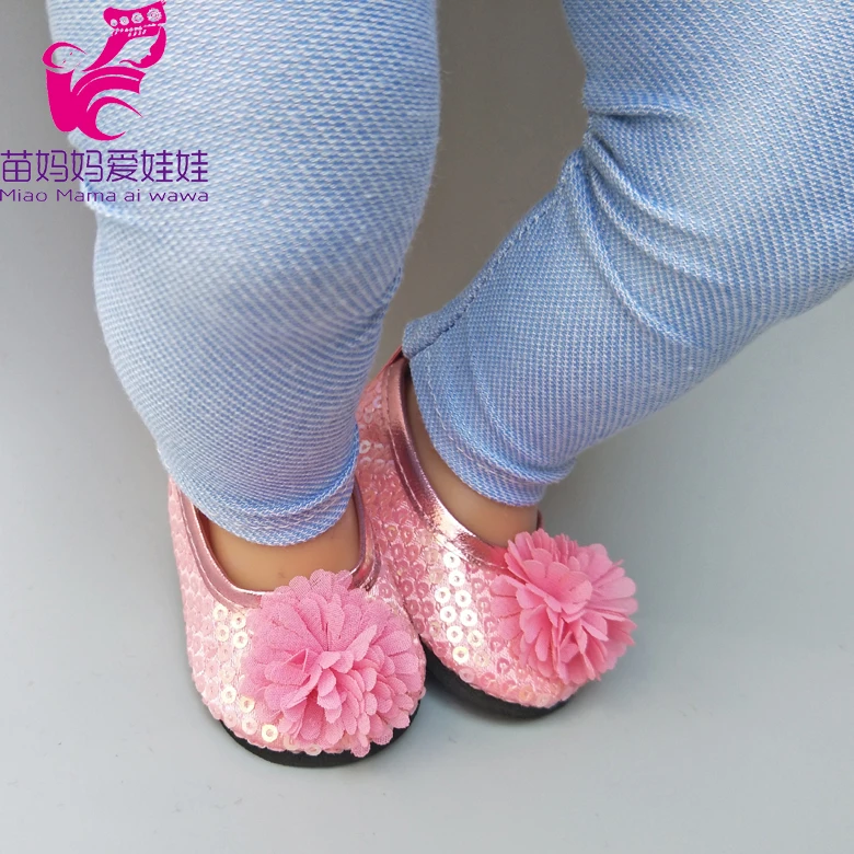 7.5CM shoes For 43 cm baby Dolls Shoes white sneackers fits For 18 " Girl Doll casual shoes Toy Boots Doll Accessories