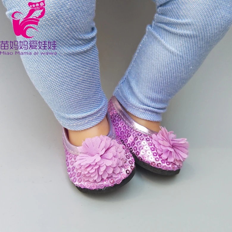 7.5CM shoes For 43 cm baby Dolls Shoes white sneackers fits For 18 " Girl Doll casual shoes Toy Boots Doll Accessories