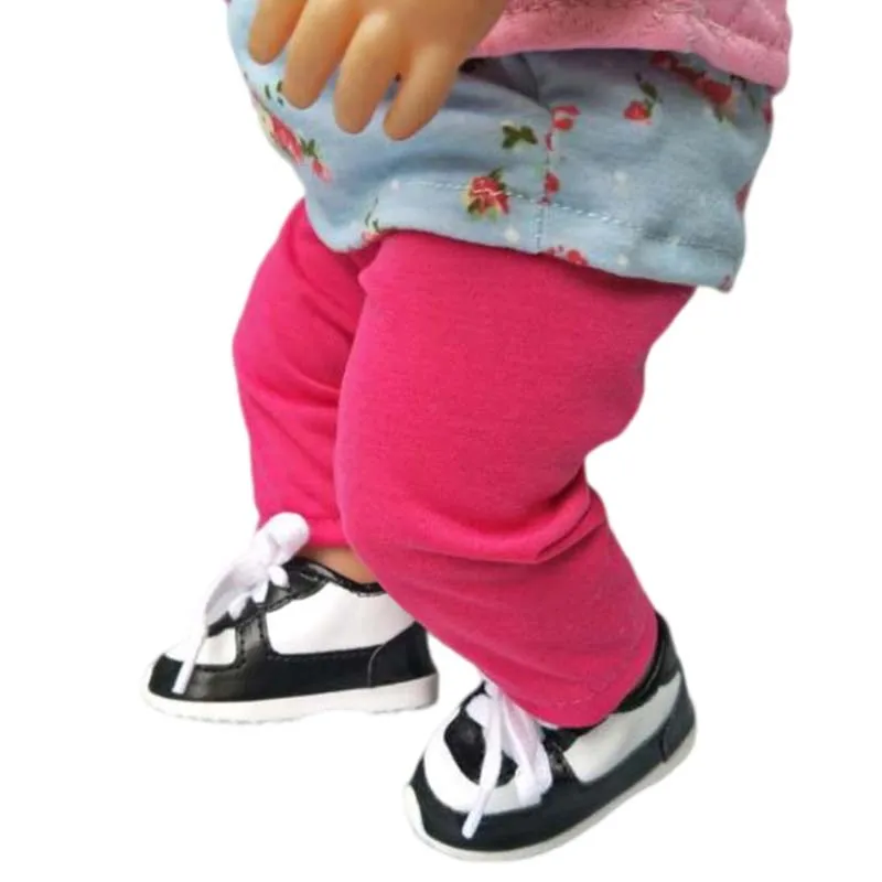 7.5CM shoes For 43 cm baby Dolls Shoes white sneackers fits For 18 " Girl Doll casual shoes Toy Boots Doll Accessories