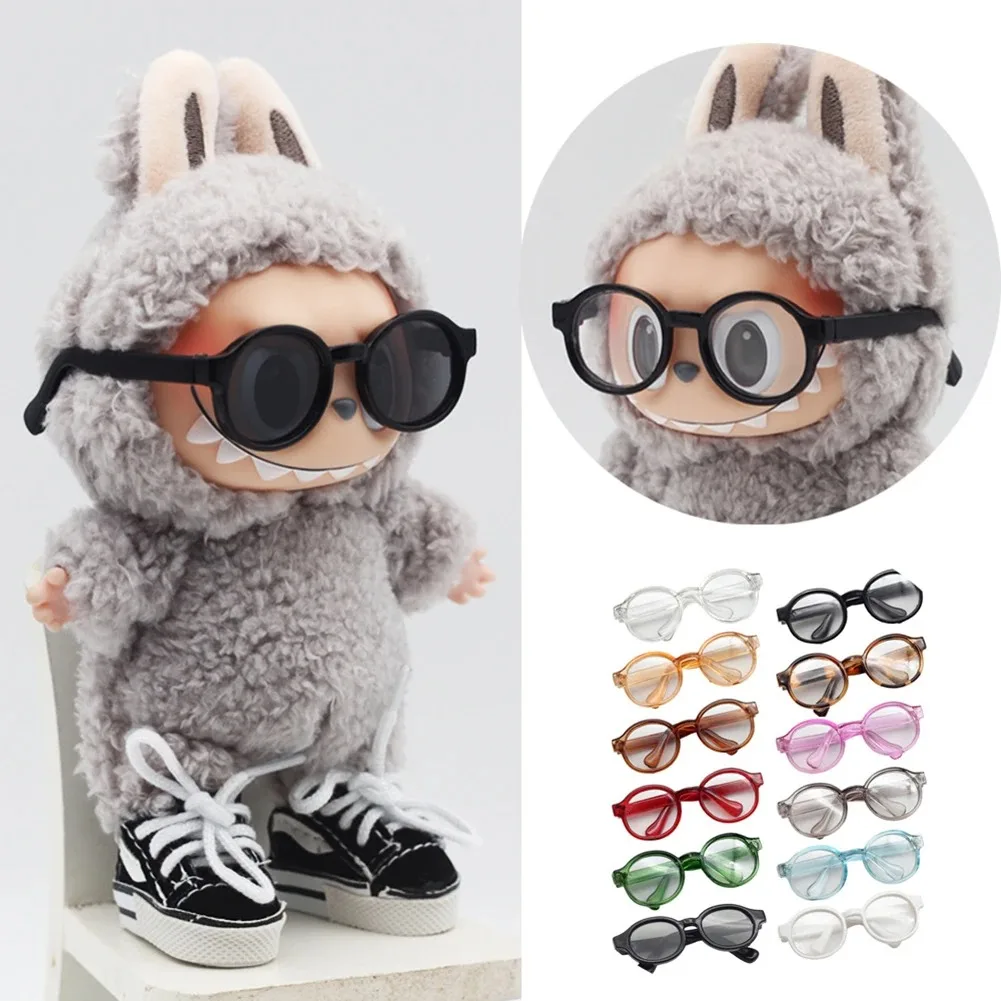 6.5cm Transparent BJD Doll Glasses - Plastic Sunglasses for 17cm Dolls, Cute Labubu Toy Accessories, Mini Eyewear for Dollfie